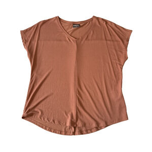 32 Degrees Cool Soft Modal Luxe Short Sleeve V Neck Top Women's S Relaxed Rust